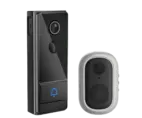 Sleek front view of CamNet-DR Smart Wireless Video Doorbell with visible HD lens and minimalist design.