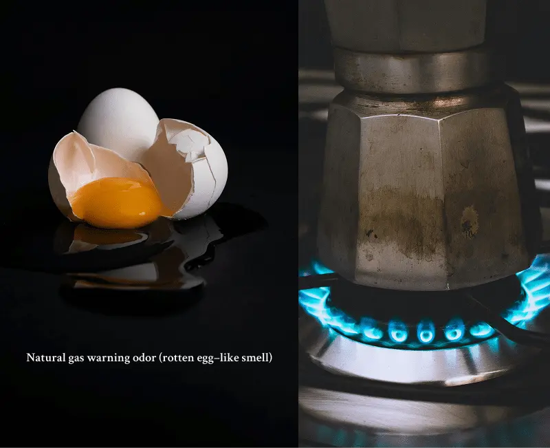 Why does my house smell like rotten eggs? Illustration explaining the rotten egg–like odor added to natural gas as a safety warning system