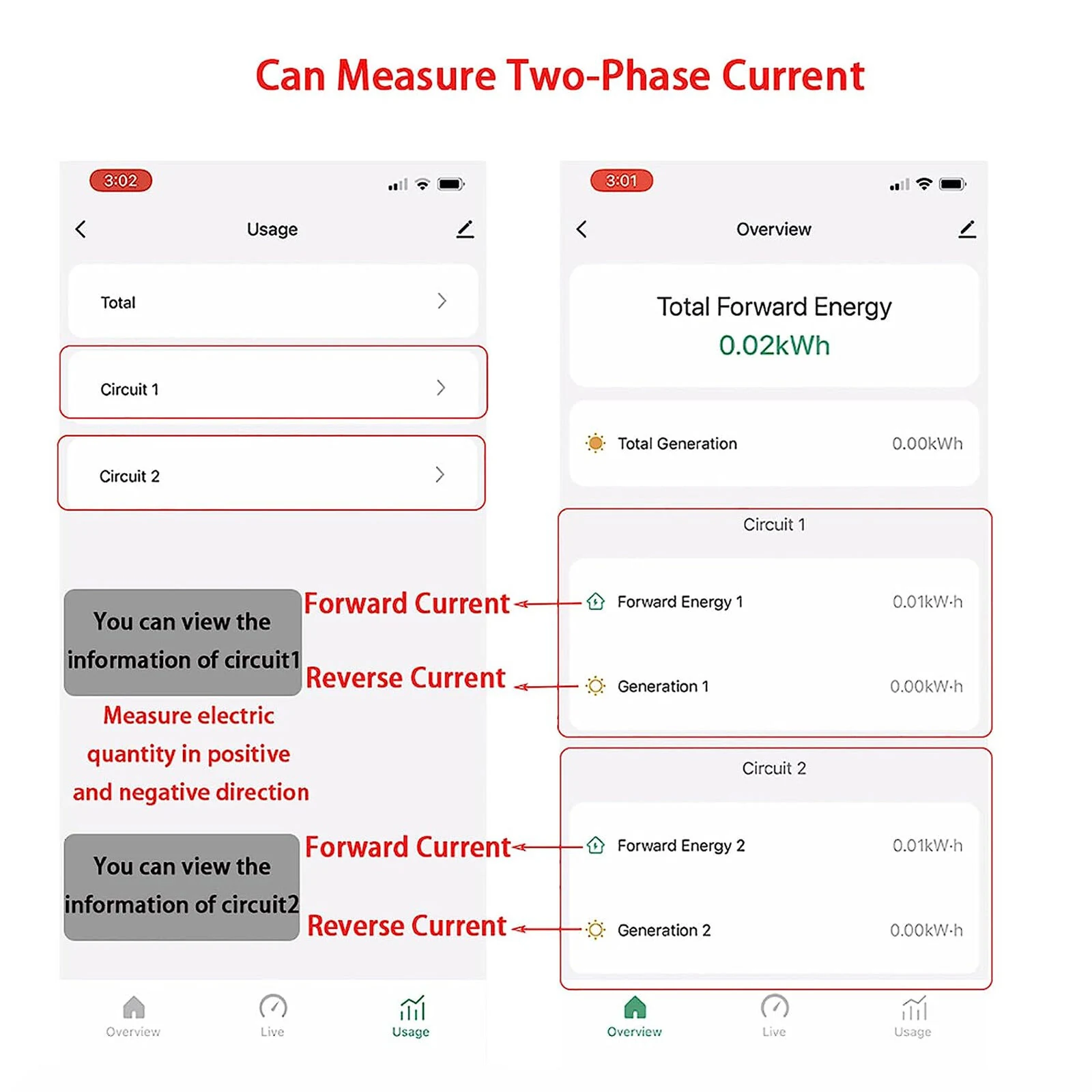 WattNet-1 energy monitor app screen