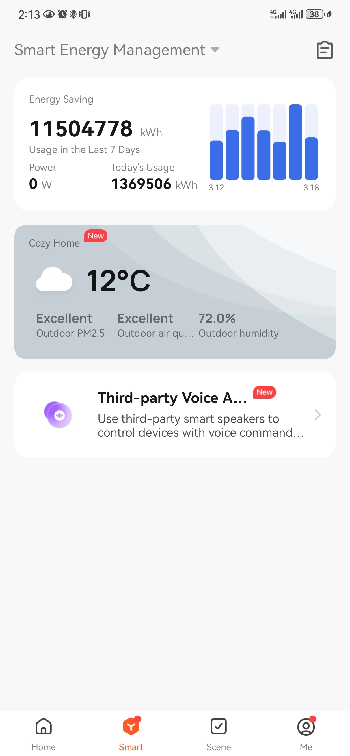 WattPanel-2X home energy monitor app screen