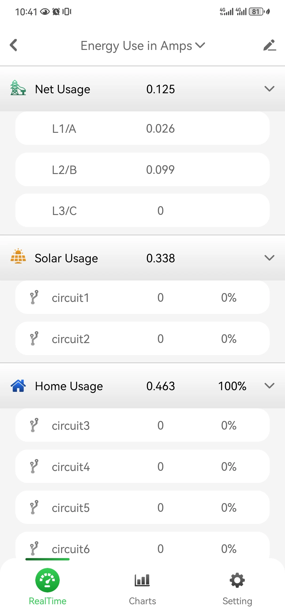 WattPanel-3X energy monitor app screen
