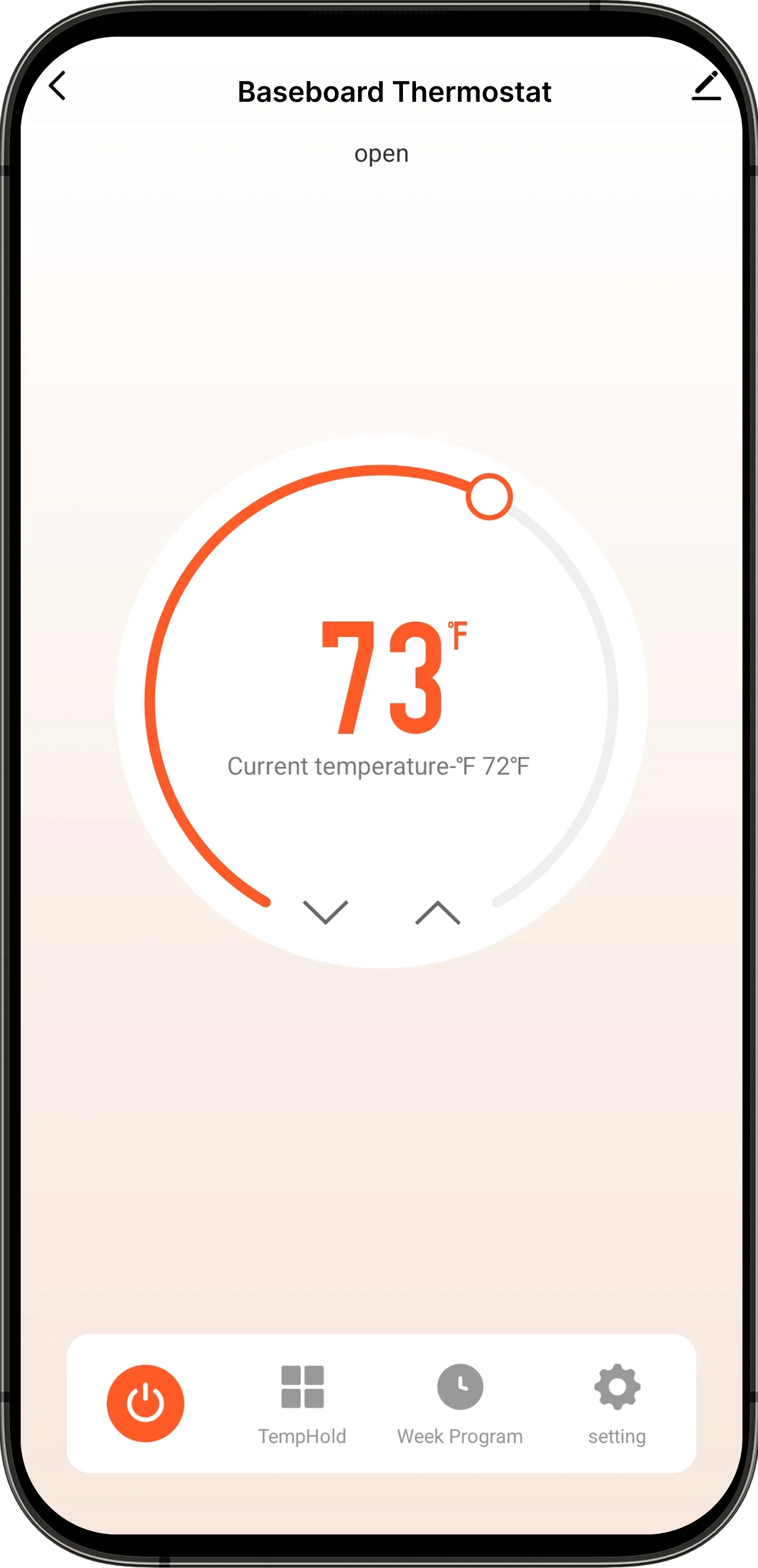 EcoNet-BH smart baseboard thermostat app screen