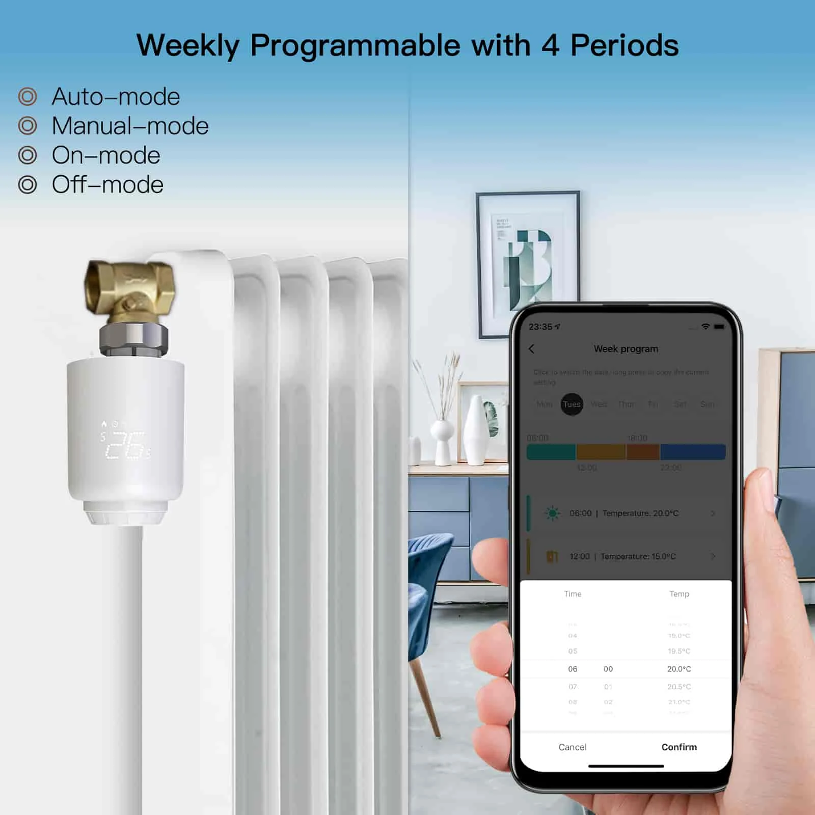 EcoNet-RV radiator valve app screen