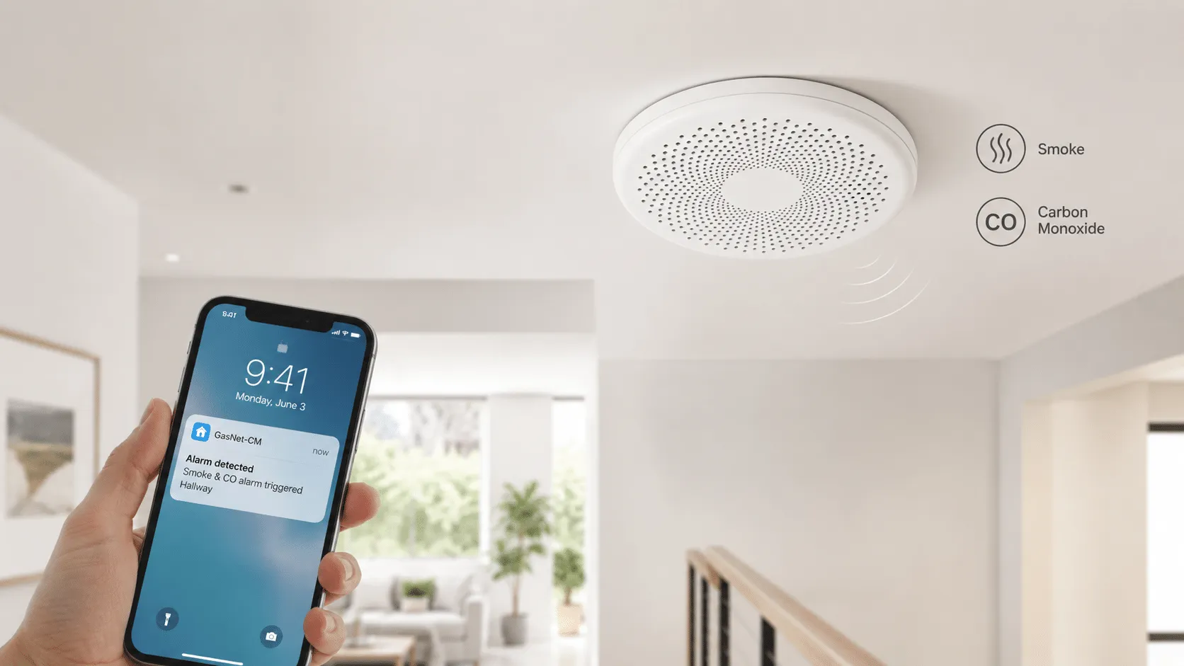 GasNet-CM smoke and CO detector product scene