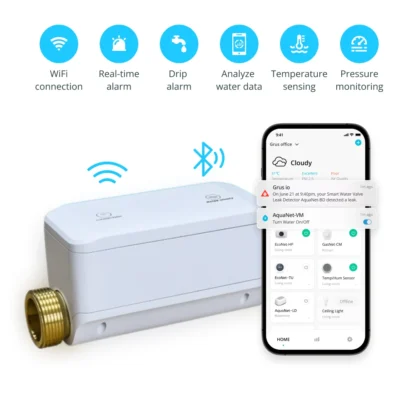 Smart Water Valve: AquaNet-VM | WiFi-Enabled Leak Detection and Water Temperature, Pressure, and Flow Measurement