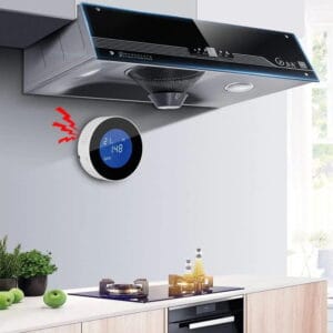 GasNet-S4 Gas Leak Detector for Kitchen Gas Safety & Monitoring GasNet-S4 Smart Gas Leak Detector under a kitchen hood detecting gas leaks