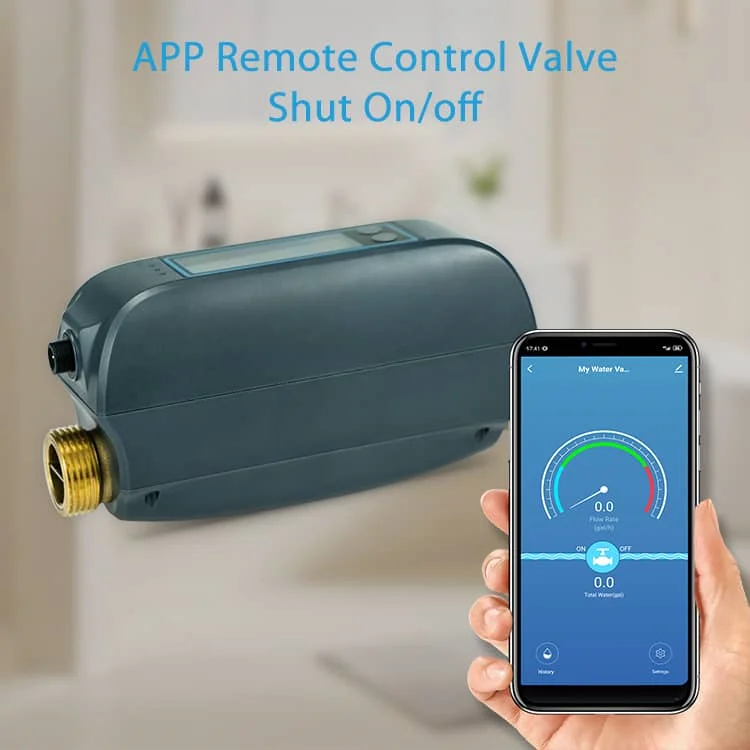 App Remote Control for Smart Water Shutoff Valve – Automatic Leak Protection Smart Water Shutoff Valve with App Remote Control for Automatic On/Off Operation