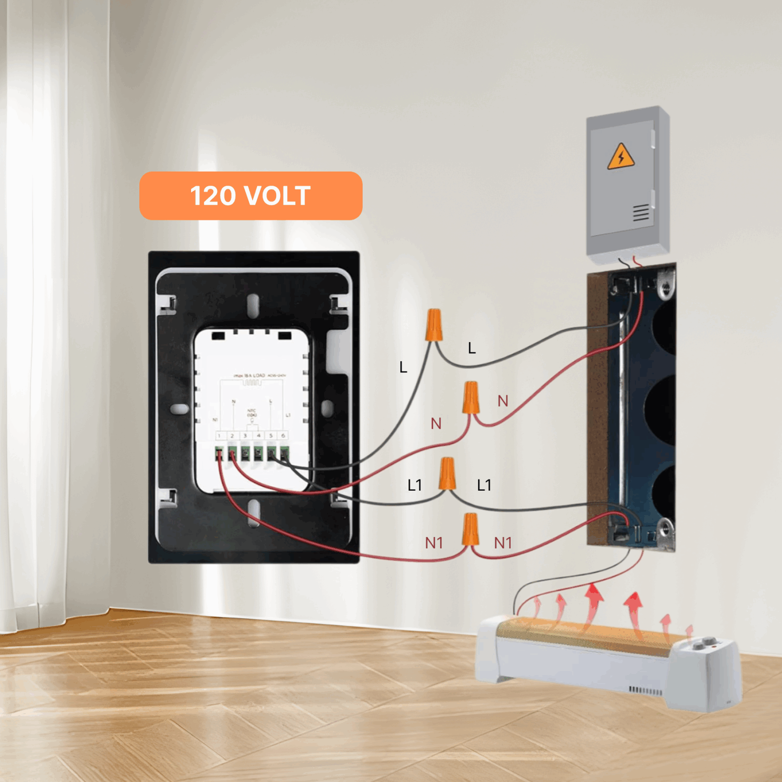120V or 240V Baseboard Heater Smart Thermostats Installations: What's Single-Pole vs Double-Pole, 2-Wire, 3-Wire or 4-Wire? 3 EcoNet-BH 120V Electrical Baseboard Thermostat Wiring Diagram