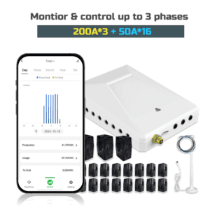 Commercial Energy Monitor 200A* 3 num+50A*16 num – Advanced Multi-Circuit Power Tracking for Businesses & Factories {{brizy_dc_image_alt entityId=