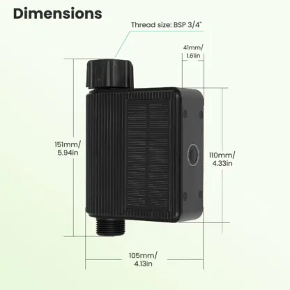 WiFi Hose Timer detailed product dimensions for installation reference