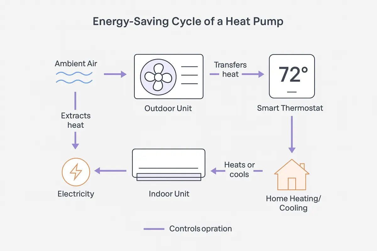 Which Cooling System Comparison Saves the Most This Summer: Window AC, Central Air, or Heat Pump? 1 Energy Saving Cycle of a Heat Pump -