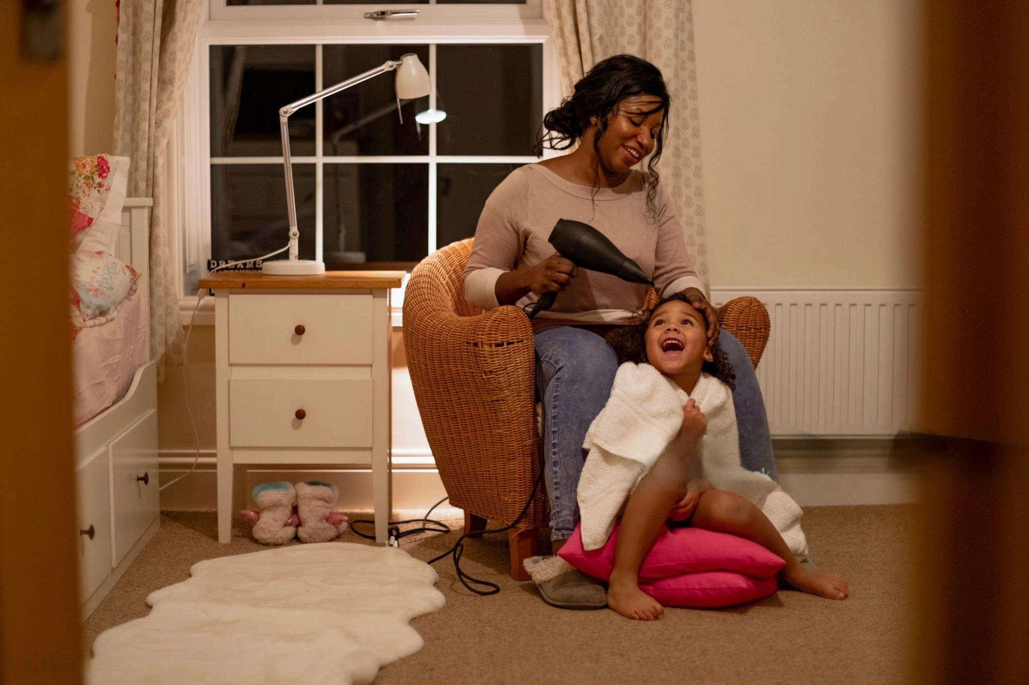 Under the influence of the How to Upgrade Your Baseboard Heater with a Smart Thermostats for Electric Baseboard Heaters, the warm room made the mother happily blow hair for her daughter