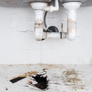 mold damage from leak under kitchen sink