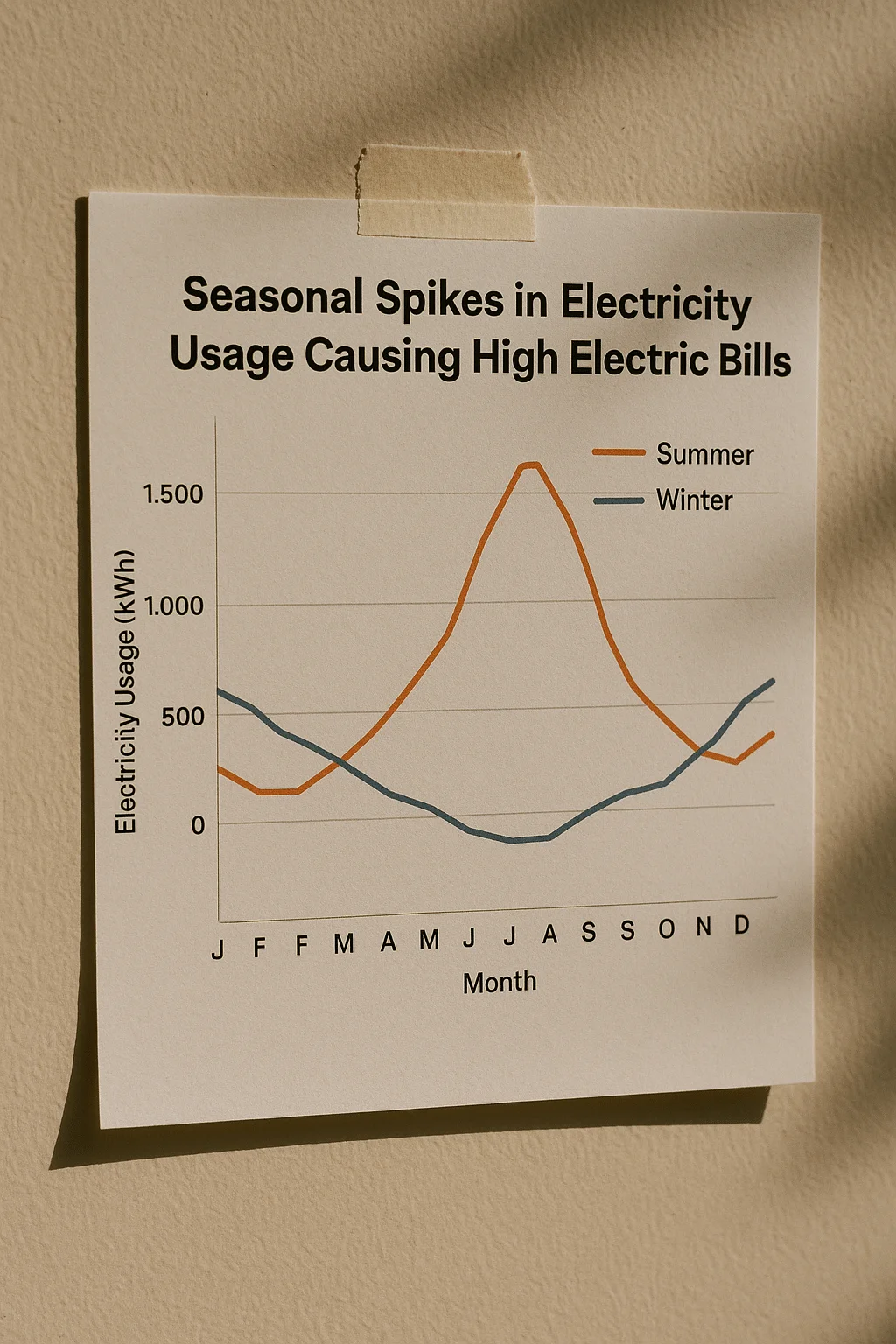 Why Is My Electric Bill So High This Month? Real Causes and Data-Backed Fixes 2 Chart showing seasonal spikes in electricity usage causing high electric bills -
