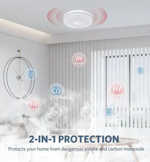 CO Detector and Smoke Detector 2 in 1 Protection