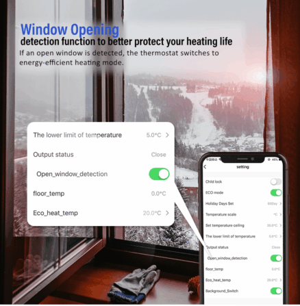 EcoNet-BH Window Opening detection function to better protect your heating life