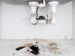 mold damage from leak under kitchen sink